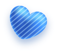 Blue heart icon with diagonal stripes