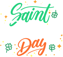 Saint Patrick's Day graphic with shamrocks and festive typography