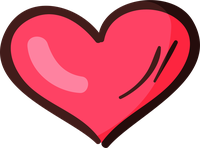 A smiling heart icon with a pink and brown color scheme