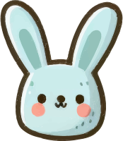 Cartoon bunny with light blue face and big ears