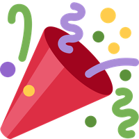 Red party megaphone with confetti and streamers