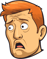 Cartoon man with a shocked face