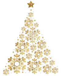 Gingerbread Christmas tree with white stars and a golden star on top