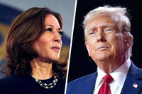 Kamala Harris and Donald Trump in a split-screen image