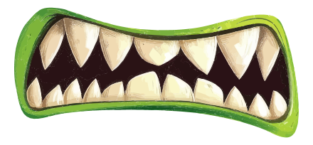 Cartoon monster mouth with sharp teeth