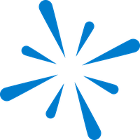 A blue asterisk symbol on a black background