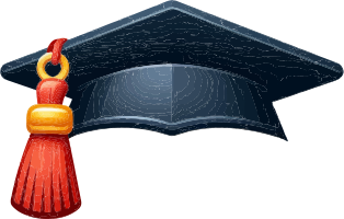 Graduation cap with red tassel