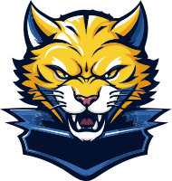 Illustration of a fierce cat's head with sharp teeth