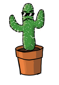 A green cactus with white spines in a brown terracotta pot