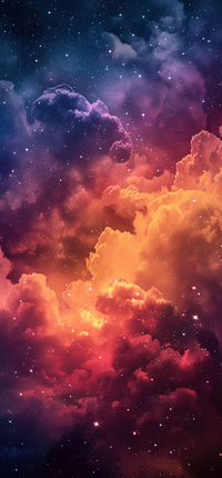 Colorful clouds and stars in a cosmic scene