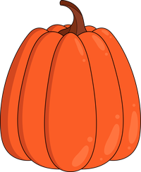 An orange pumpkin with a brown stem on a black background
