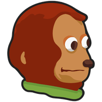Cartoon monkey face with green collar