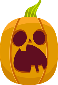 Carved pumpkin with a skull face