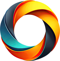 A vibrant spiral design with gradient colors on a black background
