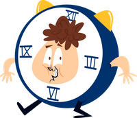 Cartoon clock with a worried face