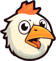 Cartoon chicken with a surprised expression