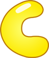 Yellow C letter on brown background
