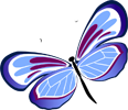 Stylized butterfly with blue and purple wings