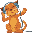 Cartoon cat wearing a sleep mask and appearing relaxed