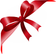 A red ribbon tied in a bow on a white background
