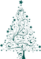 A stylized Christmas tree with decorative elements