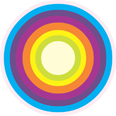Multicolored concentric circles with a white center