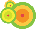 Concentric circles in green and orange hues on a green background