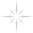 A white starburst icon on a dark gray background