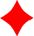 Red geometric shapes overlapping on a white background