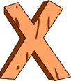 Wooden X mark on brown background