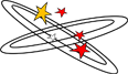 Colorful stars on a black background