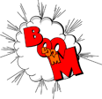 Boom cartoon logo with cloud