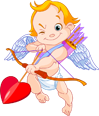 Cartoon Cupid with bow and arrow