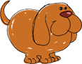 Chibi dog character with large head and small body