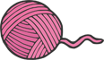 A ball of pink yarn with a loose thread