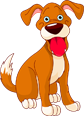 Cartoon dog with red tongue and white paws