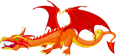 Abstract red dragon with bold, colorful design
