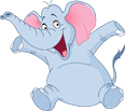 A cartoon elephant jumping with large ears