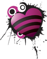 Modern app design template with pink heart and black stripes