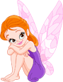 Cartoon fairy with red hair and purple dress
