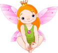 Cartoon fairy with orange hair and green dress