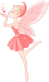 Pink fairy with large wings and a pink dress