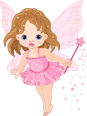 Cartoon fairy with pink dress and wings