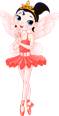 Cartoon ballerina fairy with pink tutu and crown