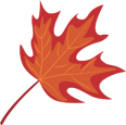 Stylized orange maple leaf on red background