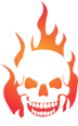 White skull on red and orange gradient