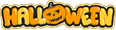 Halloween logo with a pumpkin replacing the 'O'