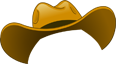 Golden cowboy hat on a brown background