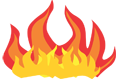 Stylized flame illustration on a red background