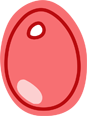 A simple egg graphic with a red outline on a salmon background